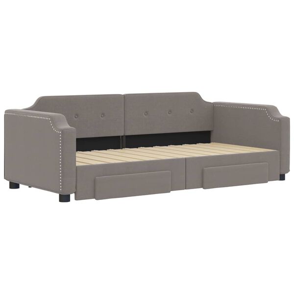 vidaXL Tagesbett Ausziehbar mit Schubladen Taupe 100x200 cm Stoff