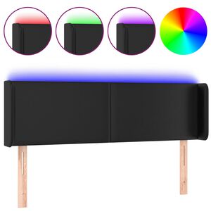 vidaXL LED Kopfteil Schwarz 147x16x78/88 cm Kunstleder