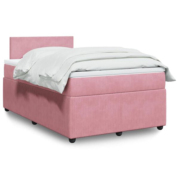 vidaXL Boxspringbett mit Matratze Rosa 120x190 cm Samt