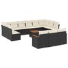 vidaXL 14-tlg. Garten-Sofagarnitur mit Kissen Schwarz Poly Rattan