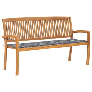 vidaXL Stapelbare Gartenbank mit Auflage 159 cm Massivholz Teak