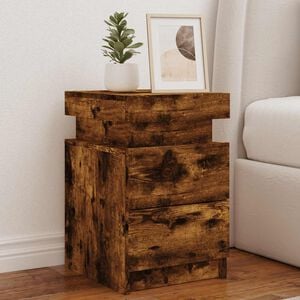 vidaXL Nachttisch mit LED-Leuchten R&auml;uchereiche 35x39x55 cm