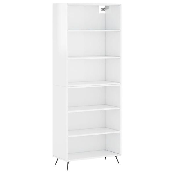 vidaXL Highboard Hochglanz-Wei&szlig; 69,5x32,5x180 cm Holzwerkstoff