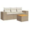 vidaXL 4-tlg. Garten-Sofagarnitur mit Kissen Beige Poly Rattan