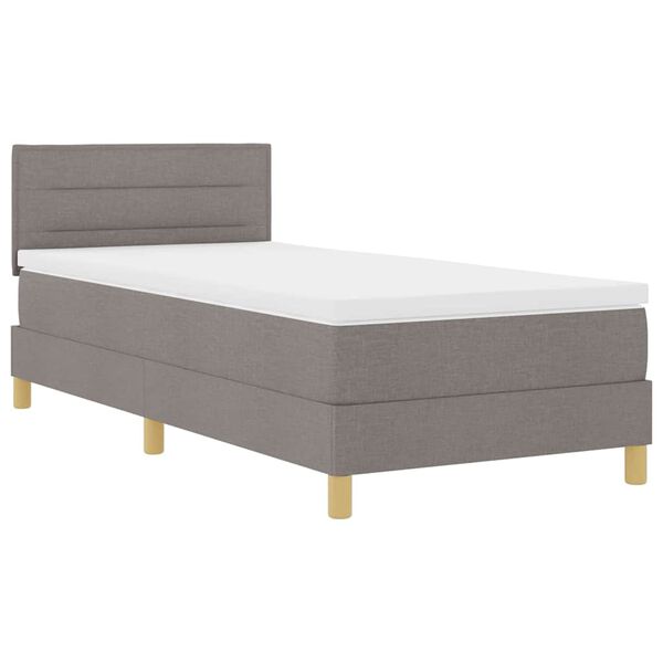 vidaXL Boxspringbett mit Matratze mit Kopfteil Taupe 90 x 200 cm Stoff