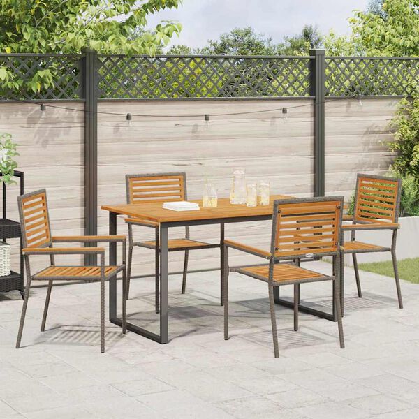 vidaXL Garten Essgruppe 5 pcs Grau Massivholz Akazie