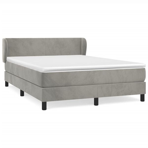 vidaXL Boxspringbett mit Matratze Hellgrau 140x190 cm Samt