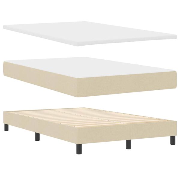 vidaXL Boxspringbett mit Matratze Creme 120 x 200 cm Stoff