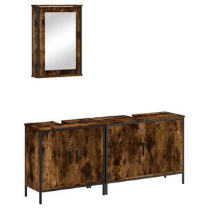 vidaXL 3-tlg. Badm&ouml;bel-Set R&auml;uchereiche Holzwerkstoff