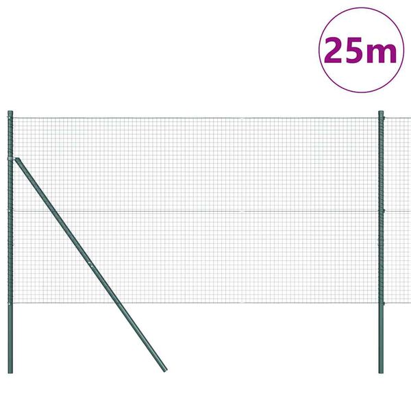 vidaXL Zaunpfosten Gr&uuml;n 25 x 1,4 m (25 x 25 mm Maschen) Stahl und PVC