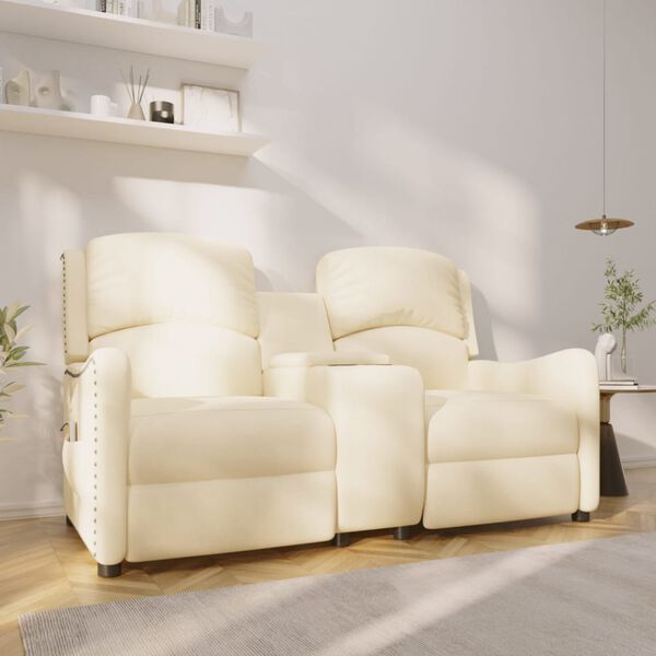 vidaXL 2-Sitzer Massagesessel mit Getränkehalter Creme Stoff