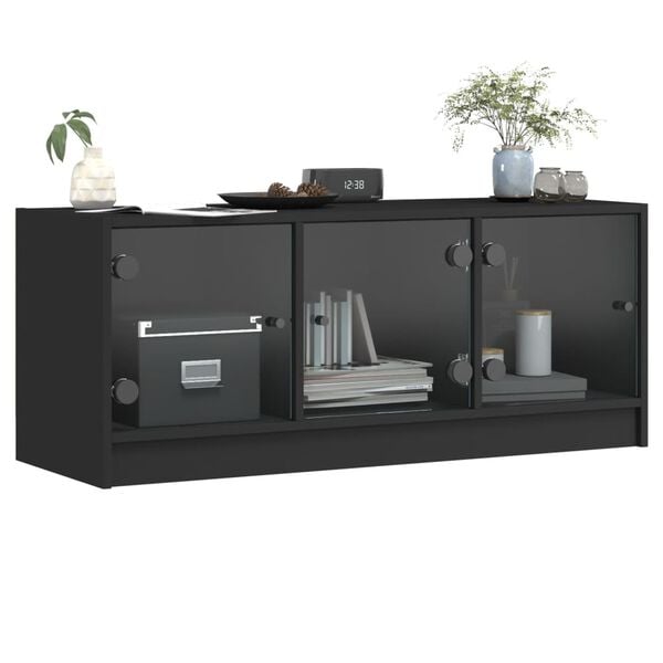 vidaXL TV-Schrank mit Glast&uuml;ren Schwarz 102x37x42 cm