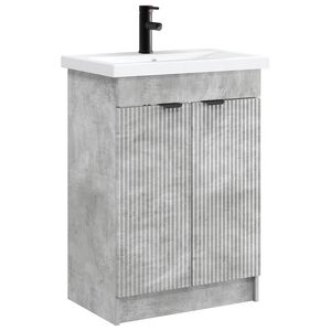 vidaXL Badezimmerm&ouml;bel-Set Betongrau 78,5 x 37,5 x 81 cm Holzwerkstoff