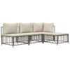 vidaXL 4-tlg. Garten-Lounge-Set mit Kissen Anthrazit Poly Rattan