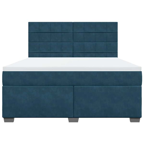 vidaXL Boxspringbett mit Matratze Blau 180x200 cm Samt