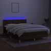 vidaXL Boxspringbett mit Matratze & LED Dunkelbraun 140x190 cm Stoff