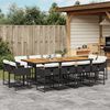 vidaXL 13-tlg. Garten-Essgruppe mit Kissen Schwarz Poly Rattan