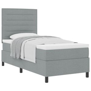 vidaXL Boxspringbett mit Matratze Hellgrau 80 x 200 cm Stoff