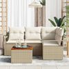vidaXL Gartensofa-set mit Speicher 5 pcs Beige und Creme Poly-Rattan
