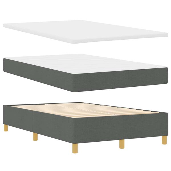 vidaXL Boxspringbett mit Matratze Dunkelgrau 120 x 200 cm Stoff