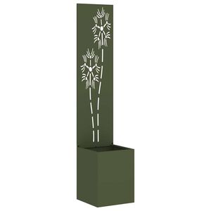 vidaXL Garten Sichtschutz-Leinwand Floral Olivgr&uuml;n 32 x 140 cm
