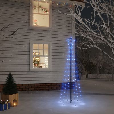 vidaXL LED-Weihnachtsbaum mit Erdnägeln Blau 108 LEDs 180 cm