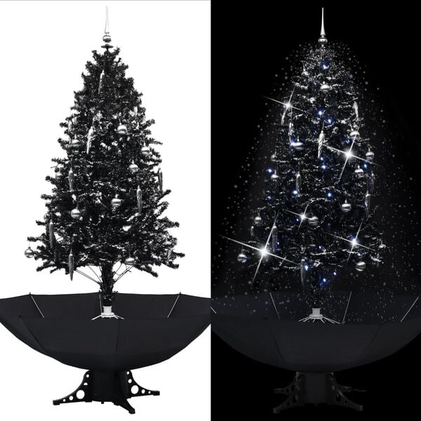 vidaXL Schneiender Weihnachtsbaum mit Schirmfuß Schwarz 190 cm PVC