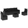 vidaXL 7-tlg. Garten-Sofagarnitur mit Kissen Schwarz Poly Rattan