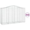 vidaXL Gabionen mit Hochbogen 50Stk. 200x50x120/140cm Verzinktes Eisen