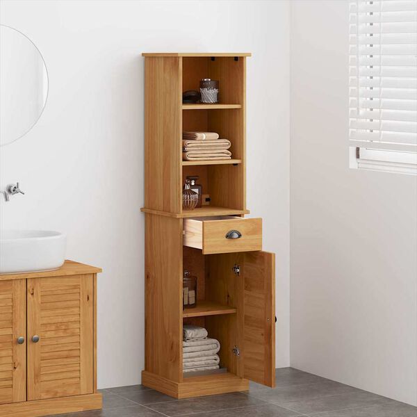 vidaXL Badezimmerm&ouml;bel-Set mit Regal VIGO 2 pcs Braun und Honigbraun