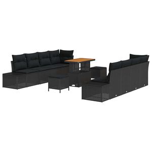 vidaXL Gartensofa-set Schwarz Poly Rattan