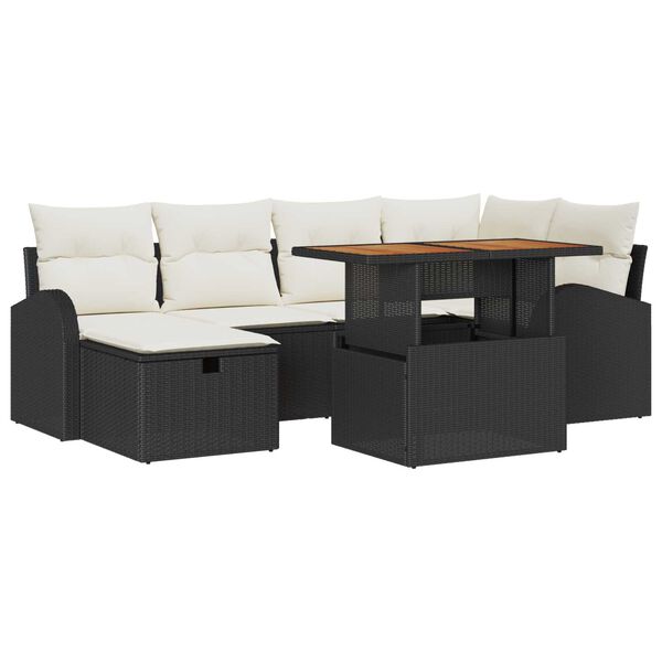 vidaXL Garten-Sofa-Set 7 pcs Schwarz Poly-Rattan