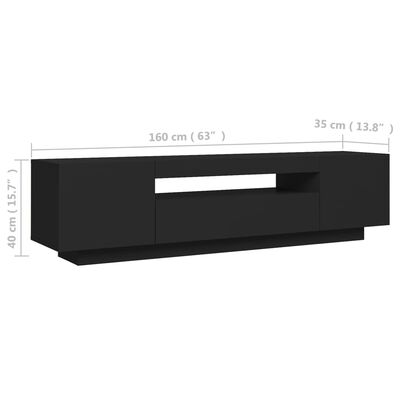 vidaXL TV-Schrank mit LED-Leuchten Schwarz 160x35x40 cm