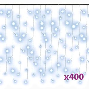 vidaXL Lichtervorhang LED Eiszapfen 10 m 400 LED Kaltwei&szlig; 8 Funktionen