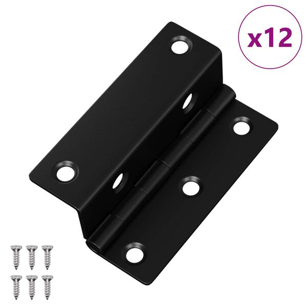 vidaXL Scharnier 12 pcs Schwarz 38 x 17 x 60 mm Eisen