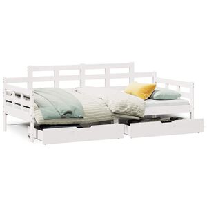 vidaXL Tagesbett mit Schubladen Wei&szlig; 90x200 cm Kiefernholz