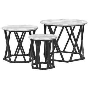 vidaXL Nesting Beistelltisch 3 Stk. Graues Sonoma 53 x 53 x 40 cm