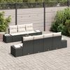 vidaXL Garten-Sofa-Set mit Kissen 8 pcs Schwarz Poly-Rattan