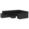 vidaXL 10-tlg. Garten-Sofagarnitur mit Kissen Schwarz Poly Rattan