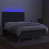 vidaXL Boxspringbett mit Matratze & LED Dunkelgrau 140x200 cm Stoff
