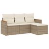 vidaXL 4-tlg. Garten-Sofagarnitur mit Kissen Beige Poly Rattan