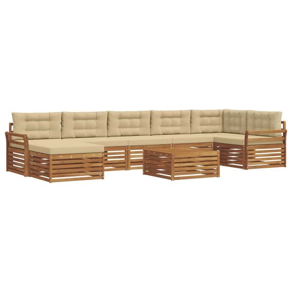 vidaXL Outdoor-Sofagarnitur 8 pcs Natur und Beige Massivholz Akazie