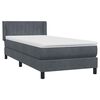 vidaXL Boxspringbett mit Matratze Dunkelgrau 90x220 cm Samt
