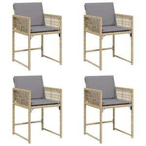 vidaXL Gartenst&uuml;hle mit Kissen 4 Stk. Beigemischung Poly Rattan