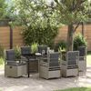vidaXL Garten Essgruppe 7 pcs Hellgrau Poly-Rattan