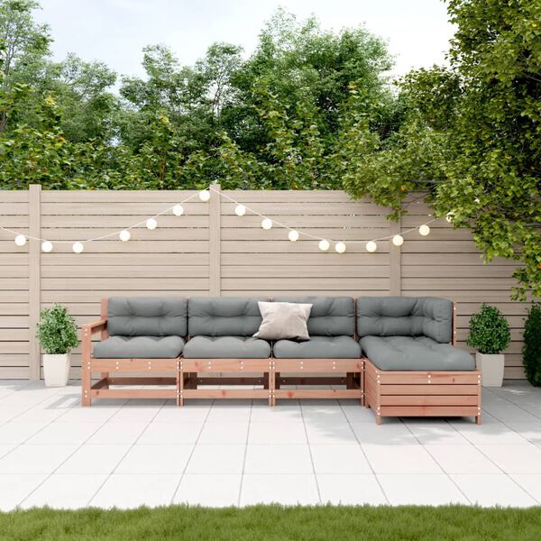 vidaXL 5-tlg. Garten-Lounge-Set mit Kissen Massivholz Douglasie