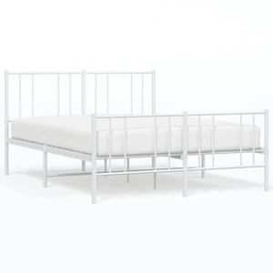 vidaXL Bettgestell mit Kopf- und Fu&szlig;teil Metall Wei&szlig; 135x190 cm