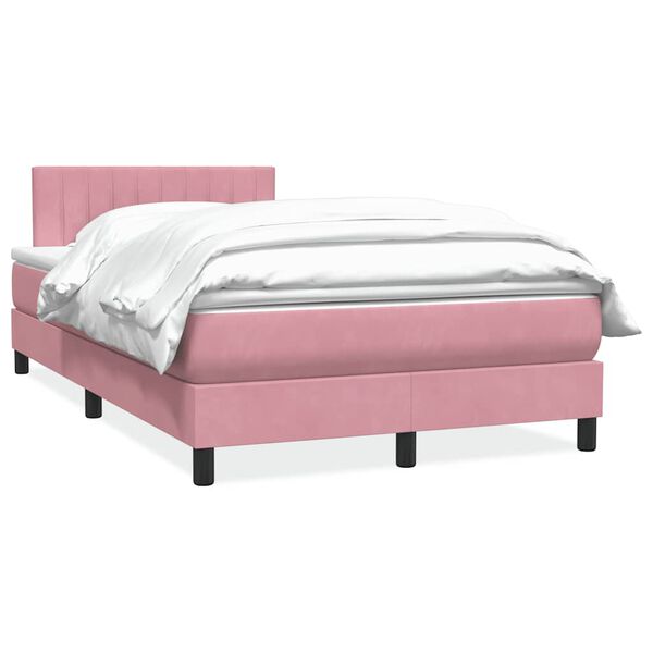 vidaXL Boxspringbett mit Matratze Rosa 120x220 cm Samt
