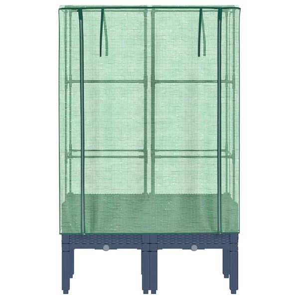 vidaXL Hochbeet mit Gewächshaus-Aufsatz Rattan-Optik 80x40x140 cm