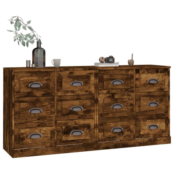 vidaXL Sideboards 2 Stk. R&auml;uchereiche Holzwerkstoff